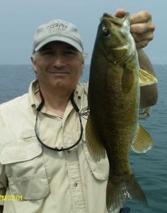 St. Clair Goby NFT™ drop-shot tube caught this 3 1/2 pound smallmouth out in the deep water